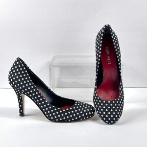 Black White Polka Dot Pumps High Heel Womens Size 5 Nine West Shoes stiletto
